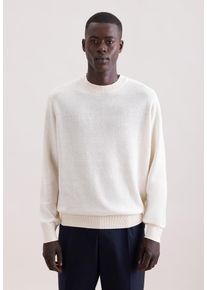 Strickpullover Seidensticker "Schwarze Rose", Herren, Gr. M, sanftes wei&szlig;, 60% Baumwolle, 40% Leinen, unifarben, regular fit, Rundhals, Pullover Strickpullover, 1/1 Rundhals Uni