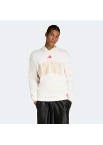 Kapuzensweatshirt adidas Sportswear "STADIUM GRAPHIC HOODIE", Herren, Gr. L, sanftes wei&szlig;, pure ruby, Obermaterial: 67% Polyester, 33% Baumwolle, normal, V-Ausschnitt, angesetztes B&uuml;ndchen, Sweatshirts Kapuzensweatshirt