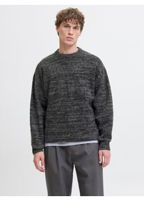 Jack & Jones Rundhalspullover JACK & JONES "JJESOHO OLLIE KNIT CREW NECK SN", Herren, Gr. XS, grau (castlerock detail:twist), Strick, Obermaterial: 51% Polyester, 41% Polyacryl, 5% Wolle, 3% Elasthan, unifarben, relaxed fit normal, Rundhals, Strickb&uuml;ndchen, Pullover Rundhalspullover, Materialmix, relaxed fit