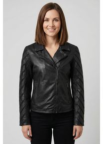 Lederjacke Mauritius "MWCady", Damen, Gr. XXXL(46), schwarz, Obermaterial: 100% Schafsleder. Futter: 100% Baumwolle. &Auml;rmelfutter: 92% Polyester, 8% Elasthan, unifarben, regular fit h&uuml;ftlang, mit &Auml;rmeleinsatz abgesteppte Kante, Jacken Lederjacke, mit Mesh-Eins&auml;tzen an den &Auml;rmeln, Topseller