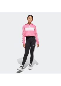 Trainingsanzug adidas Sportswear "SEASONAL ESSENTIALS TIBERIO 3-STREIFEN KIDS LEGGINGS-SET", M&auml;dchen, Gr. 152, wei&szlig; (pink fusion, wei&szlig;, clear pink), Obermaterial: 70% Baumwolle, 30% Polyester, Sportanz&uuml;ge Trainingsanzug