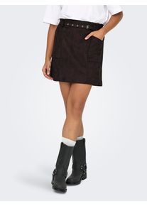 Minirock Only "ONLDIANE HEIDI LIFE FAUX SUEDE SKIRT OTW", Damen, Gr. XS (34), mole, Web, Obermaterial: 92% Polyester, 8% Elasthan, unifarben, kurz, R&ouml;cke Minirock