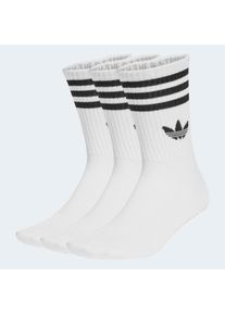 Sportsocken adidas originals "3-STREIFEN CREW 3ER-PACK", Herren, Gr. M (40/42), wei&szlig; (wei&szlig;, wei&szlig;, wei&szlig;), Obermaterial: 49% Baumwolle, 48% Polyester, 2% Elasthan, 1% sonstige Fasern, Socken Sportsocken, f&uuml;r Laufen, kn&ouml;chellang, mit 3-Streifen und Trefoil Logo, Topseller