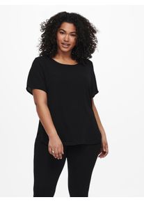 Shirtbluse Only CARMAKOMA "CARVICA SS TOP WVN NOOS", Damen, Gr. 46, schwarz, Web, Obermaterial: 97% Polyester, 3% Elasthan, unifarben, regular fit normal, Rundhals, Blusen Shirtbluse, Materialmix, regular fit