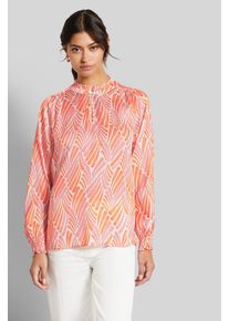Langarmbluse Bugatti, Damen, Gr. 38, orange, 100% Viskose, normal, Rundhals, Blusen Langarmbluse, mit femininen Raffungen
