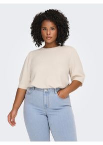 Strickpullover Only CARMAKOMA "CARRICA LIFE 2/4 PULLOVER KNT NOOS", Damen, Gr. XL, birch detail:melange, Strick, Obermaterial: 93% Polyester, 4% Nylon, 3% Elasthan, meliert, regular fit normal, Rundhals, Pullover Strickpullover