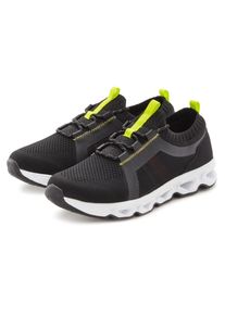 Sneaker John Devin "Schn&uuml;rschuh, Freizeitschuh, Halbschuh, Schn&uuml;rhalbschuh, Turnschuh", Damen, Gr. 46, schwarz (schwarz, neon), Obermaterial: 60% Textilmaterial, 40% Lederimitat. Decksohle: 100% Textilmaterial. Futter: 100% Textilmaterial. Laufsohle: 100% Synthetik, unifarben mit Farbeins&auml;tzen, Schuhe Sneaker, im sportiven Look mit leichter Sohle Unisex VEGAN, Topseller