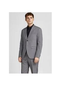 Jack & Jones Sakko JACK & JONES "JPRFRANCO Blazer mit 2-Knopf-Form und extra schmalem Schnitt", Herren, Gr. 50, grau (light grau melange), Web, Obermaterial: 78% Polyester, 17% Viskose, 4% Elasthan, 1% sonstige Fasern, meliert, slim fit, 1-Knopf-Manschette, Sakkos Sakko, unifarben, modisch, slim fit, Kunstfaser
