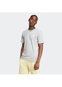 T-Shirt adidas Sportswear "LOUNGE VERBIAGE CIRCLE GRAPHIC", Herren, Gr. S, grau (medium grau heather), Obermaterial: 100% Baumwolle, Rundhals, Shirts T-Shirt, lockere Passform, mit sportlichem Grafikprint, ohne Verschluss