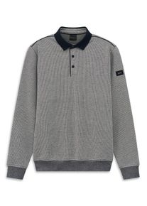 Polokragenpullover Bugatti "Modern Fit", Herren, Gr. L, 390, marine, Sweatware, 70% Baumwolle, 25% Polyester, 5% Elasthan, unifarben, normal, Pullover Polokragenpullover, mit Druckkn&ouml;pfen