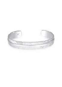 Armreif Kuzzoi "Armband Armreif Feder 925 Sterling Silber" Gr. 190, silber, Armb&auml;nder, Herren, Silber 925 (Sterlingsilber), Armreif