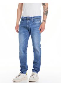 Slim-fit-Jeans Replay "Anbass", Damen, Gr. 32, L&auml;nge 30, blau (medium blau 844), Denim/Jeans, Obermaterial: 99% Baumwolle, 1% Elasthan, slim fit normal, Jeans Slim-fit-Jeans