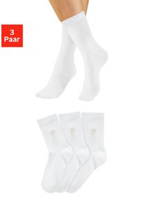 Basicsocken Bench., Damen, Gr. 39-42, 3x wei&szlig;, Baumwollmischung, elastisch, Socken Basicsocken, mit Bench Logo Stickerei