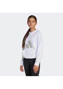 Kapuzensweatshirt adidas Sportswear "SEASONAL ESSENTIALS GLAM COTTON KIDS HOODIE", M&auml;dchen, Gr. 152, wei&szlig; (wei&szlig;, silber metallic), Obermaterial: 55% Baumwolle, 36% Polyester, 9% Viskose, angesetztes B&uuml;ndchen, Sweatshirts Kapuzensweatshirt