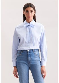 Schluppenbluse Seidensticker, Damen, Gr. L40, blau (hellblau), 100% Baumwolle, gestreift, regular fit, ohne Ausschnitt, Blusen Schluppenbluse, 1/1 Kragen Gestreift