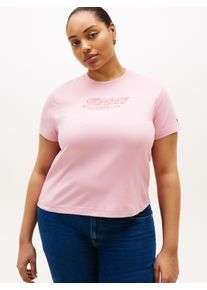 T-Shirt Tommy Hilfiger Curve "CRV FUN GRAPHIC REG C-NK SS TEE", Damen, Gr. 48, pink, Single Jersey, Obermaterial: 100% Baumwolle, bedruckt, regular fit normal, Rundhals, Shirts T-Shirt, in gro&szlig;en Gr&ouml;&szlig;en