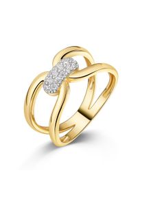 Fingerring Firetti "Schmuck Geschenk Gold 333 Damenring Ring Drop bicolor" Gr. 52, gelbgoldfarben, wei&szlig;goldfarben, kristallwei&szlig;, Fingerringe, Damen, 52, Gelbgold 333, 2mm, Fingerring, mit Zirkonia (synth.)