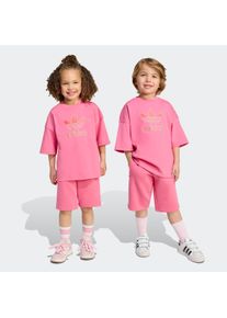 Trainingsanzug adidas originals "UND SET BIG LOGO DESIGN KIDS", Damen, Gr. 128, rosa (pink fusion, lucid rot), Obermaterial: 100% Baumwolle. Obermaterial Hose: 70% Baumwolle, 30% Polyester, Sportanz&uuml;ge Trainingsanzug