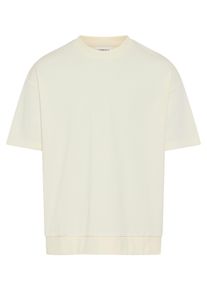 Sweater LINDBERGH, Herren, Gr. L, pearl wei&szlig;, Web, Obermaterial: 85% Baumwolle, 15% Polyester, unifarben, l&auml;ssig geschnitten h&uuml;ftbedeckend, Rundhals, Sweatshirts Sweater, Halbarm mit B&uuml;ndchen am Saum