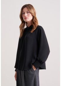 Klassische Bluse Seidensticker, Damen, Gr. M38, schwarz, 100% Polyester, unifarben, regular fit, Rundhals, Blusen Klassische Bluse, 1/1 Rundhals Uni