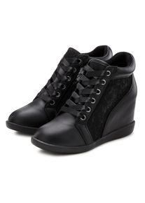 Sneaker Lascana "Freizeitschuh, Halbschuh, Keilstiefelette, Stiefelette", Damen, Gr. 37, schwarz, Obermaterial: 100% Lederimitat. Decksohle: 100% Lederimitat. Futter: 100% Lederimitat. Laufsohle: 100% Synthetik, leicht transparent, unifarben, Schuhe Sneaker, mit innenliegendem Keilabsatz und Spitzendetails, Topseller