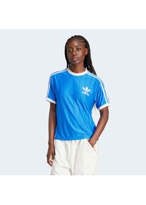 T-Shirt adidas originals "ADICOLOR 3-STREIFEN PINSTRIPE", Damen, Gr. XXL, blau, Obermaterial: 100% Polyester, Shirts T-Shirt
