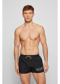 Badeshorts BOSS "Mooneye 1022926", Herren, Gr. XL, N-Gr, schwarz, Microfaser, Polyamid, unifarben, Basic, Badehosen Badeshorts, mit elastischem Bund