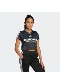 T-Shirt adidas Sportswear "HOUSE OF TIRO COLORS OF KIDS CROP", M&auml;dchen, Gr. 128, wei&szlig; (carbon, schwarz, wei&szlig;), Obermaterial: 100% Polyester, V-Ausschnitt, Shirts T-Shirt