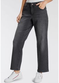 Bequeme Jeans MAC "Gracia", Damen, Gr. 44, L&auml;nge 30, grau (grau wash), Denim/Jeans, Obermaterial: 92% Baumwolle, 6% Polyester, 2% Elasthan, unifarben, comfort fit kn&ouml;chellang, Jeans Bequeme Jeans
