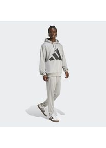 Trainingsanzug adidas Sportswear "BIG LOGO HOODED", Herren, Gr. XL, medium grau heather, schwarz, Obermaterial: 100% Polyester, Sportanz&uuml;ge Trainingsanzug, Set aus Hose und Hoodie, aus French-Terry-Material, zweiteilig