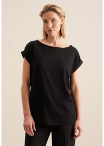 Klassische Bluse Seidensticker "Schwarze Rose", Damen, Gr. 40, schwarz, 67% Viskose, 28% Polyester, 5% Elasthan, unifarben, regular fit, Rundhals, Blusen Klassische Bluse, Ohne Arm Rundhals Uni