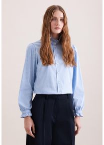 R&uuml;schenbluse Seidensticker, Damen, Gr. XL (42), hellblau, 76% Baumwolle, 22% Polyamid, 2% Elasthan, gestreift, regular fit, Blusen R&uuml;schenbluse, 1/1 Stehkragen Gestreift