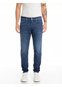 Slim-fit-Jeans Replay "Anbass", Damen, Gr. 28, L&auml;nge 32, blau (dunkelblau 840), Denim/Jeans, Obermaterial: 99% Baumwolle, 1% Elasthan, slim fit normal, Jeans Slim-fit-Jeans