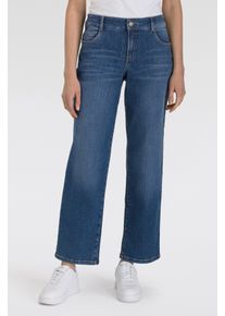 Bequeme Jeans MAC "Gracia", Damen, Gr. 46, L&auml;nge 34, blau (medium blau authentic use), Denim/Jeans, Obermaterial: 91% Baumwolle, 7% Elastomultiester, 2% Elasthan, unifarben, comfort fit kn&ouml;chellang, Jeans Bequeme Jeans
