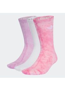 Sportsocken adidas originals "TIE DYE CREW, 3 PAAR", Herren, Gr. XL (46/48), wei&szlig; (bliss pink, bliss lila, wei&szlig;), Obermaterial: 50% Baumwolle, 46% Polyester, 3% Elasthan, 1% sonstige Fasern, Socken Sportsocken, f&uuml;r sportive Aktivit&auml;ten und Laufen, mit Batikf&auml;rbetechnik