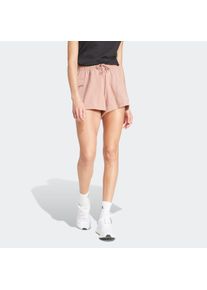 Shorts adidas Sportswear "ESSENTIALS SMALL LOGO FRENCH TERRY", Damen, Gr. XL, N-Gr, rosa (warm clay, wei&szlig;, normal, gr.), Obermaterial: 70% Baumwolle, 30% Polyester, Hosen Shorts, lockere Passform, mit Kordelverschluss, aus weichem French Terry