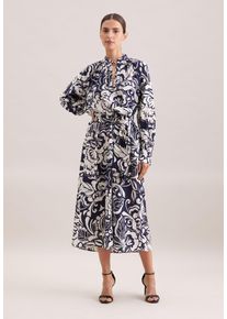 Sommerkleid Seidensticker, Damen, Gr. L40, Normalgr&ouml;&szlig;en, blau (dunkelblau), 86% Viskose, 14% Polyamid, bedruckt, regular fit, V-Ausschnitt, Kleider Sommerkleid, 1/1 V-Neck Druck