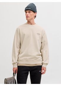 Jack & Jones Sweatshirt JACK & JONES "JJEARCHIVE GRAPHIC SWEAT CREW NECK NOOS", Herren, Gr. XS, moonbeam, angeraute Sweatware, Obermaterial: 80% Baumwolle, 20% Polyester, bedruckt, normal, Rundhals, Rippb&uuml;ndchen, Sweatshirts Sweatshirt, Baumwollmischung, relaxed fit