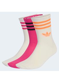 Sportsocken adidas originals "3-STREIFEN CREW 3ER-PACK", Herren, Gr. XL (46/48), sanftes wei&szlig;, shock pink, sanftes wei&szlig;, Obermaterial: 49% Baumwolle, 48% Polyester, 2% Elasthan, 1% Polyamid, Socken Sportsocken, f&uuml;r Laufen, kn&ouml;chellang, mit 3-Streifen und Trefoil Logo