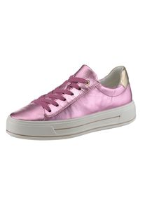 Plateausneaker Ara "CANBERRA", Damen, Gr. 8 (42), silber (orchidee, platinfarben), Glattleder, metallic, Schuhe Plateausneaker, Freizeitschuh, Halbschuh, Schn&uuml;rschuh in Komfortweite G (= weit)