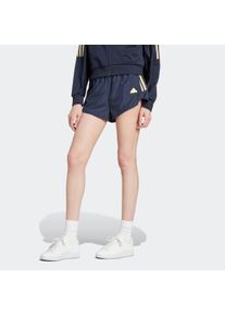 Shorts adidas Sportswear "TIRO CUT 3-STREIFEN SUMMER WOVEN", Damen, Gr. XS, N-Gr, blau (legend ink, impact gelb, normal, gr.), Obermaterial: 100% Polyester, Hosen Shorts