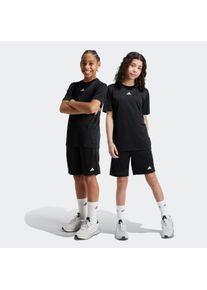 Shorts adidas Sportswear "TRAIN ESSENTIALS LOGO REGULAR FIT KIDS", Damen, Gr. 164, N-Gr, schwarz-wei&szlig; (schwarz, wei&szlig;,), Obermaterial: 100% Polyester, Hosen Shorts, Topseller