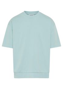 Sweater LINDBERGH, Herren, Gr. XL, dusty aqua, Web, Obermaterial: 85% Baumwolle, 15% Polyester, unifarben, l&auml;ssig geschnitten h&uuml;ftbedeckend, Rundhals, Sweatshirts Sweater, Halbarm mit B&uuml;ndchen am Saum