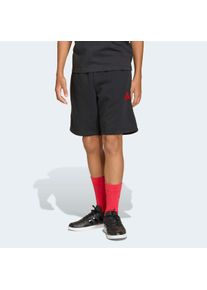 Shorts adidas Sportswear "ADIDAS JUNGEN FRENCH TERRY SLOGAN KINDER", Jungen, Gr. 140, N-Gr, schwarz, pure ruby,, Obermaterial: 52% Baumwolle, 48% Polyester, Hosen Shorts, aus Baumwolle und Polyester, mit weitenregulierbarem Kordelzug