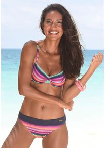 Bikini-Hose Lascana "Rainbow", Damen, Gr. 40, N-Gr, bunt (bunt, gestreift), Polyamid, Badehosen Bikini-Hose, mit Umschlagbund