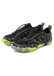 Sneaker John Devin "Freizeitschuh, Halbschuh, Turnschuh", Herren, Gr. 42, schwarz (schwarz, gelb), Obermaterial: 90% Textilmaterial, 10% Lederimitat. Decksohle: 100% Textilmaterial. Futter: 100% Textilmaterial. Laufsohle: 100% Synthetik, kontrastfarbene Details, meliert, Schuhe Sneaker, mit elastischen B&auml;ndern f&uuml;r schnelles Reinschl&uuml;pfen, Unisex VEGAN