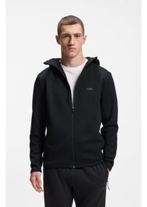 Kapuzensweatjacke BOSS Green, Herren, Gr. S, schwarz001, Sweatware, Obermaterial: 78% Polyester, 15% Lyocell, 7% Elasthan, unifarben, regular fit normal, hoch geschlossener Ausschnitt, Sweatjacken Kapuzensweatjacke, Regular Fit, reflektierende Details, Kapuze mit Kordelzug