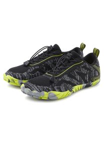 Sneaker John Devin "Freizeitschuh, Halbschuh, Turnschuh", Herren, Gr. 47, schwarz (schwarz, gelb), Obermaterial: 90% Textilmaterial, 10% Lederimitat. Decksohle: 100% Textilmaterial. Futter: 100% Textilmaterial. Laufsohle: 100% Synthetik, kontrastfarbene Details, meliert, Schuhe Sneaker, mit elastischen B&auml;ndern f&uuml;r schnelles Reinschl&uuml;pfen, Unisex VEGAN