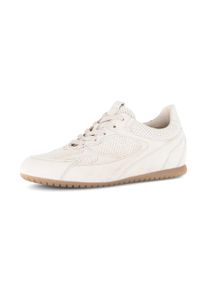 Sneaker Gabor "DAVOS", Damen, Gr. 43, beige, Ziegenveloursleder, Schuhe Sneaker, Freizeitschuh, Halbschuh, Schn&uuml;rschuh mit Lochmuster, G-Weite