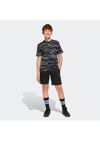 Shorts adidas Sportswear "SEASONAL ESSENTIALS CAMO KIDS", Damen, Gr. 140, N-Gr, schwarz (schwarz, multicolor,), Obermaterial: 55% Baumwolle, 36% Polyester, 9% Viskose, Hosen Shorts